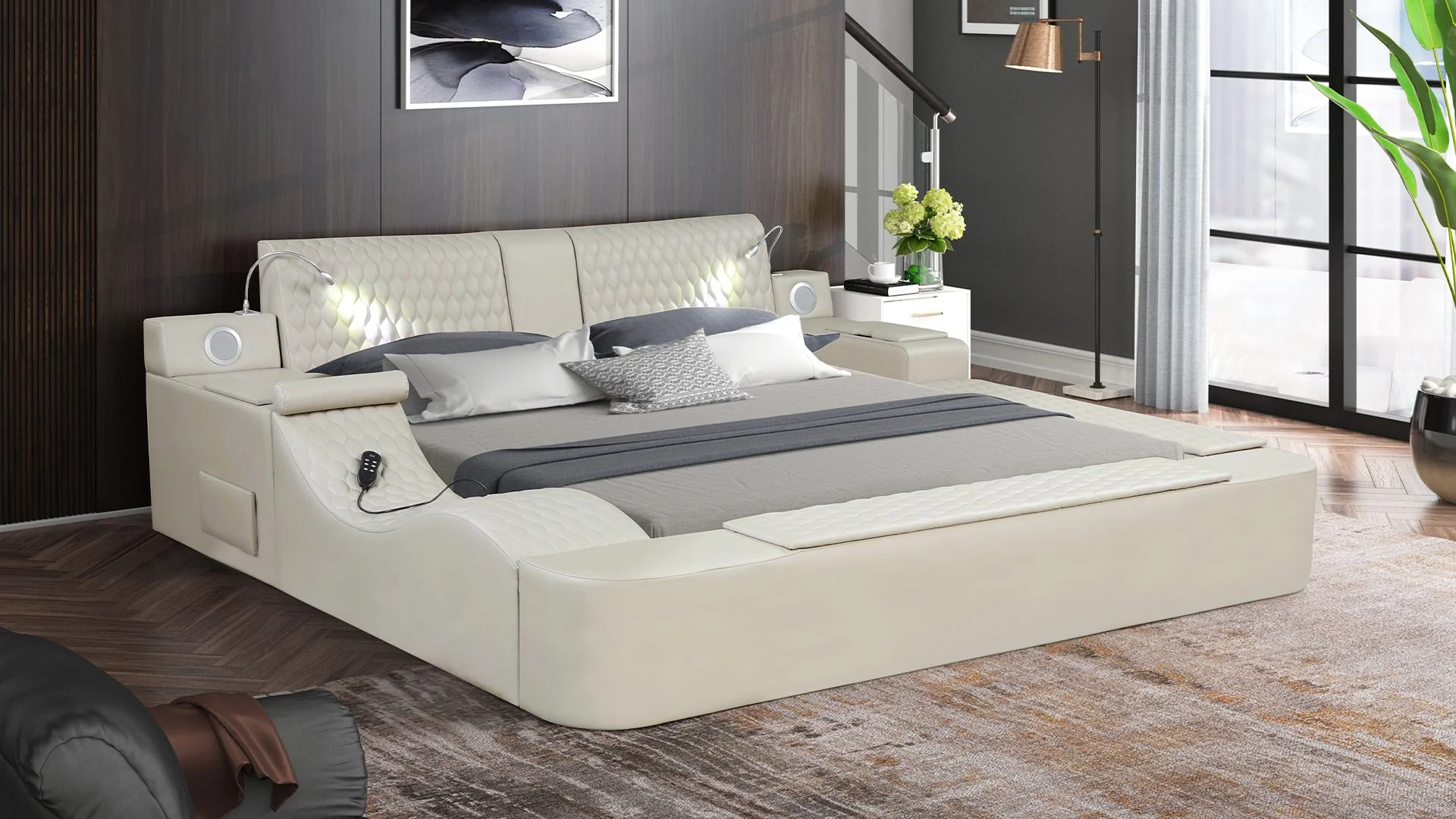 Zoya Queen Bed Beige