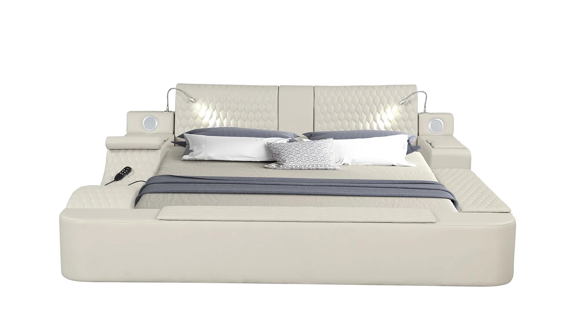 Zoya Queen Bed Beige - Image 2