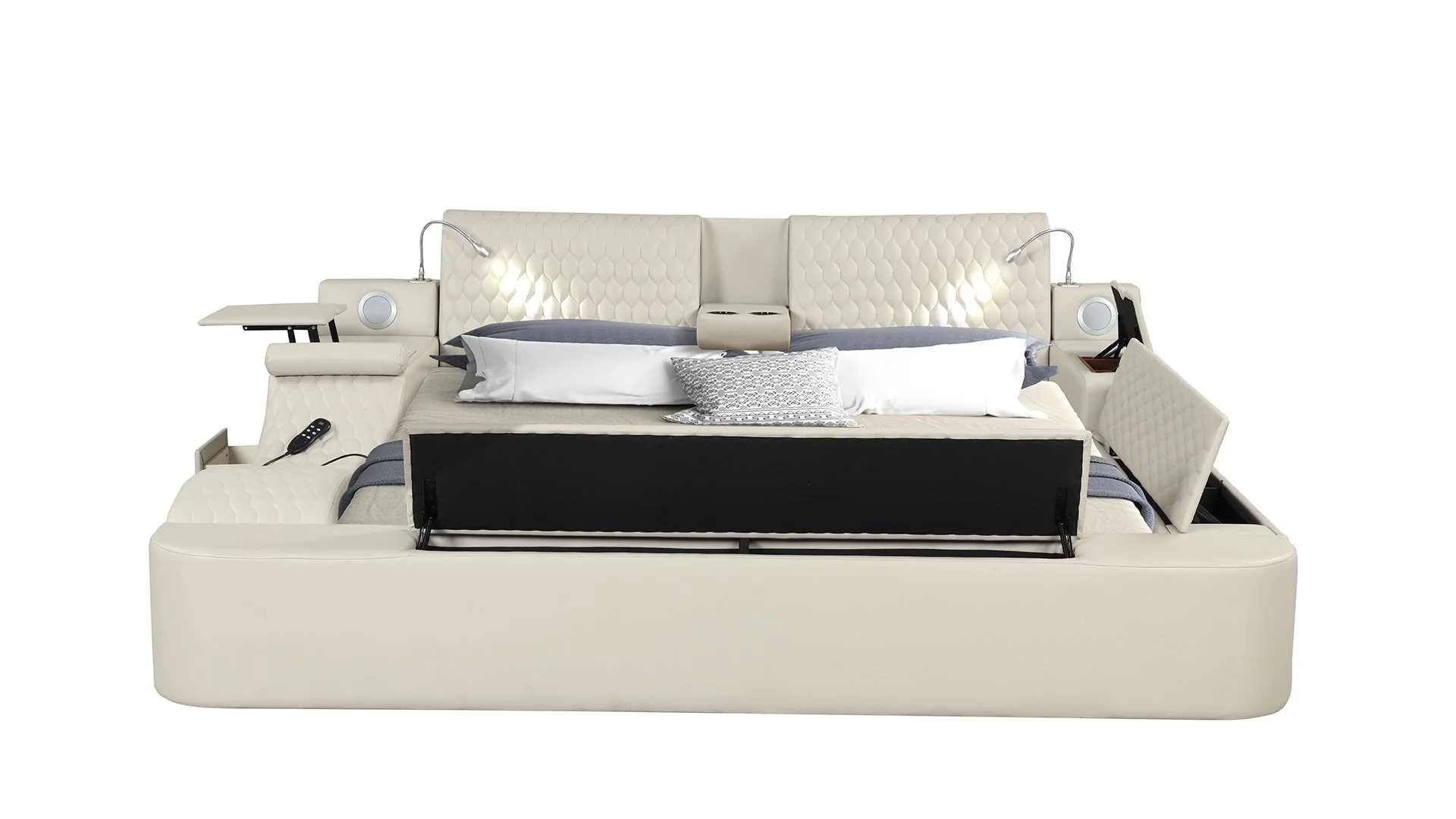 Zoya Queen Bed Beige - Image 3