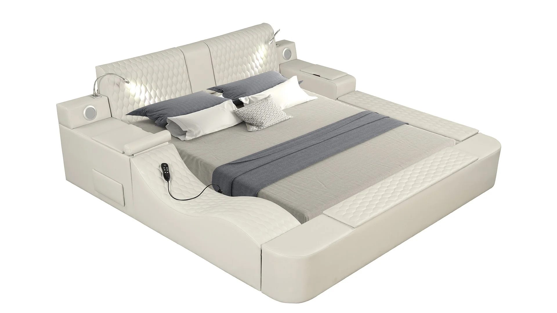 Zoya Queen Bed Beige - Image 5