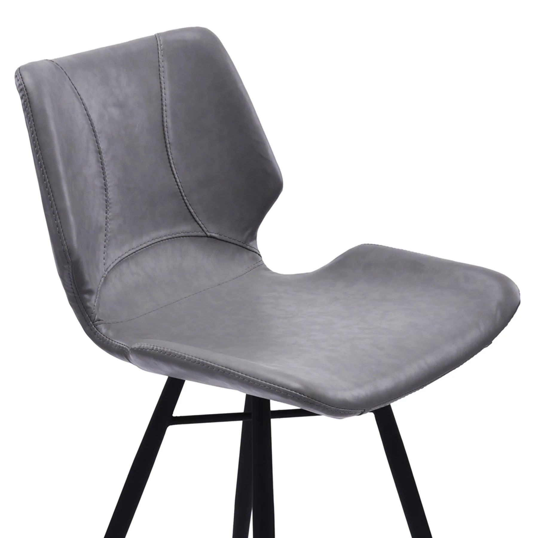 Zurich 26" Counter Height Metal Barstool in Vintage Gray Faux Leather and Black Metal Finish - Image 3