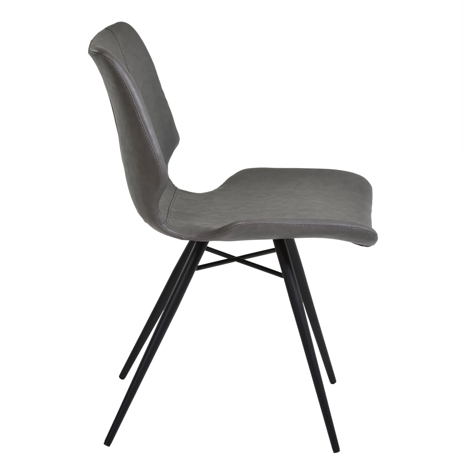 Zurich Dining Chair in Vintage Gray Faux Leather and Black Metal Finish - Set of 2 - Image 3