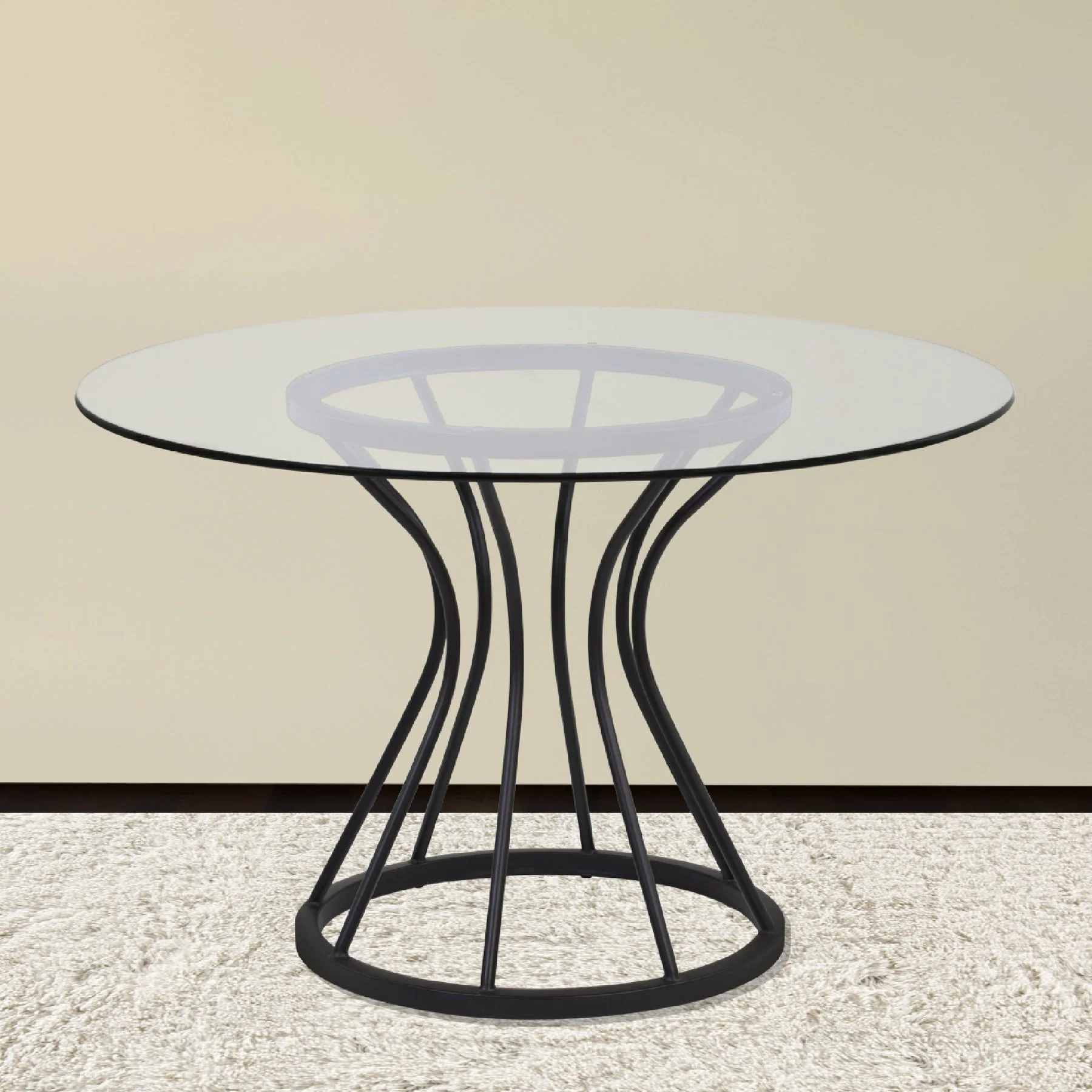 Zurich Round Dining Table in Black Finish and 48" Glass Top - Image 4