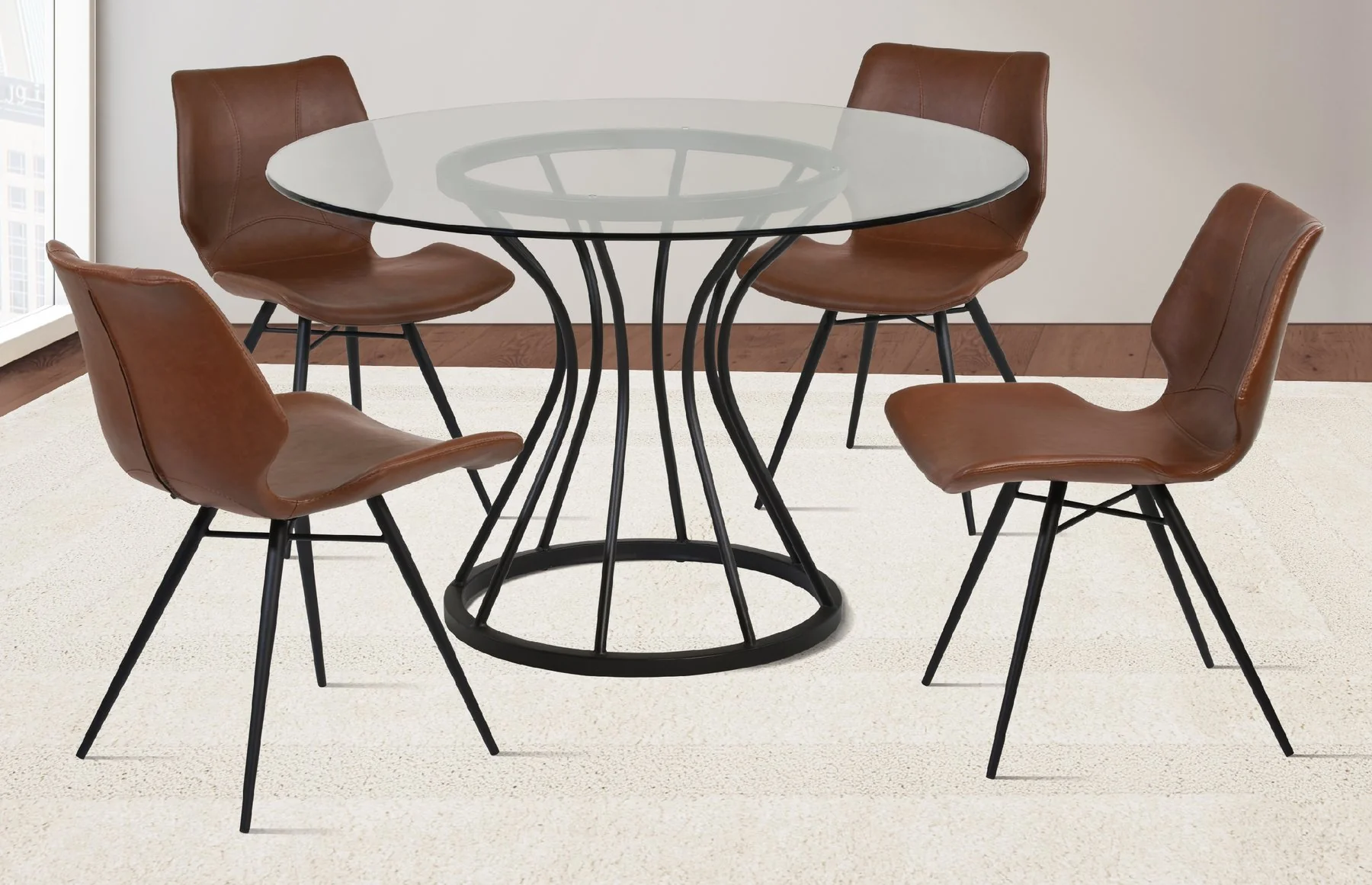 Zurich Round Dining Table in Black Finish and 48" Glass Top - Image 5